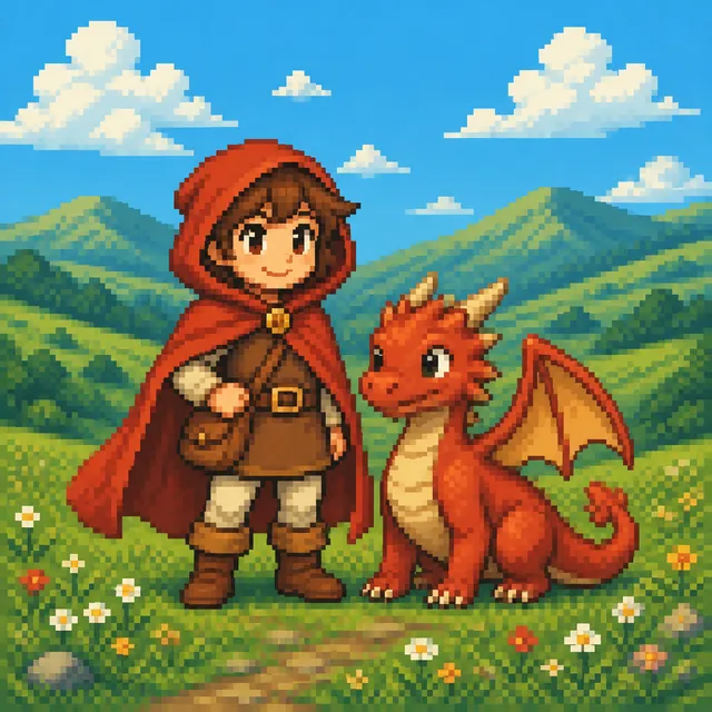 The same scene in the Pixel style
